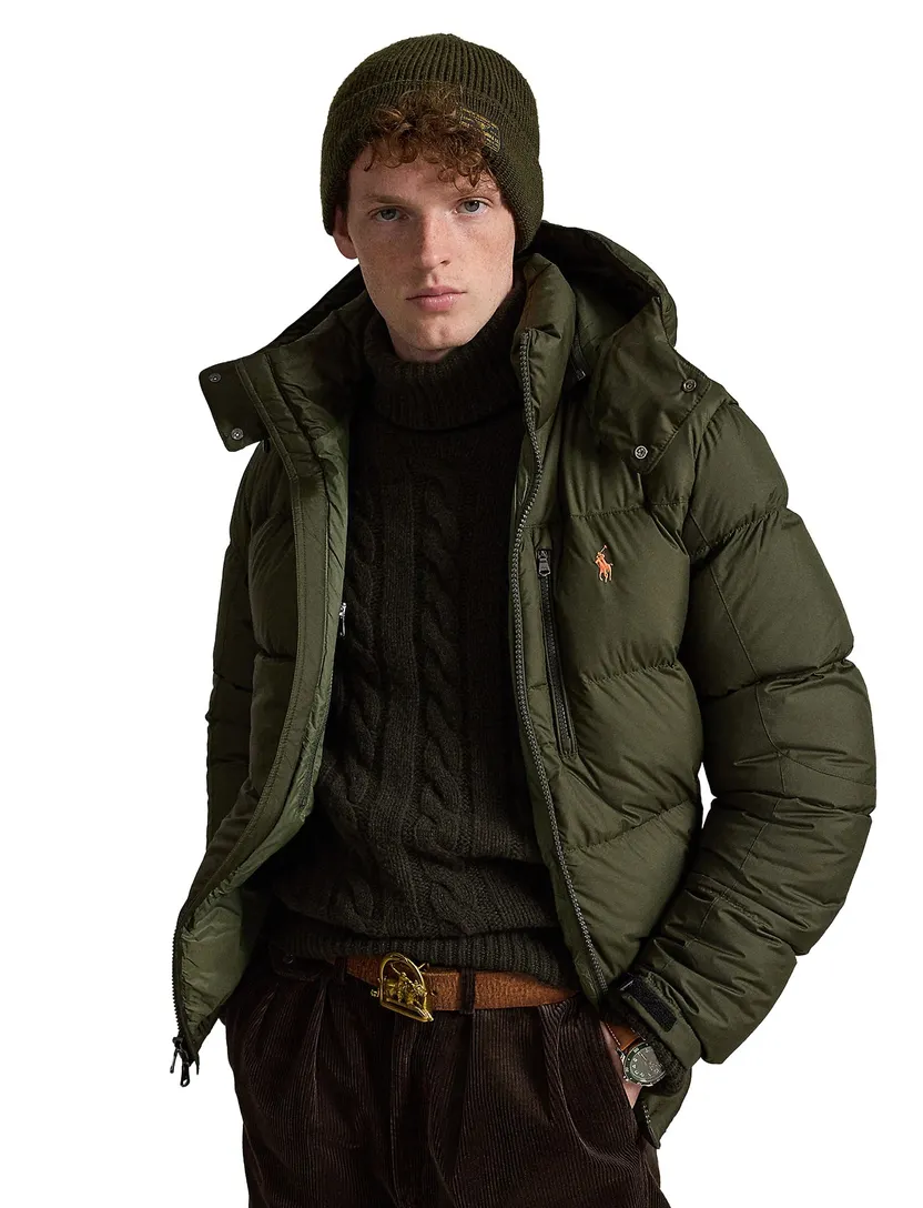 Pufferjassen Polo Ralph Lauren olijfgroen afneembare capuchon