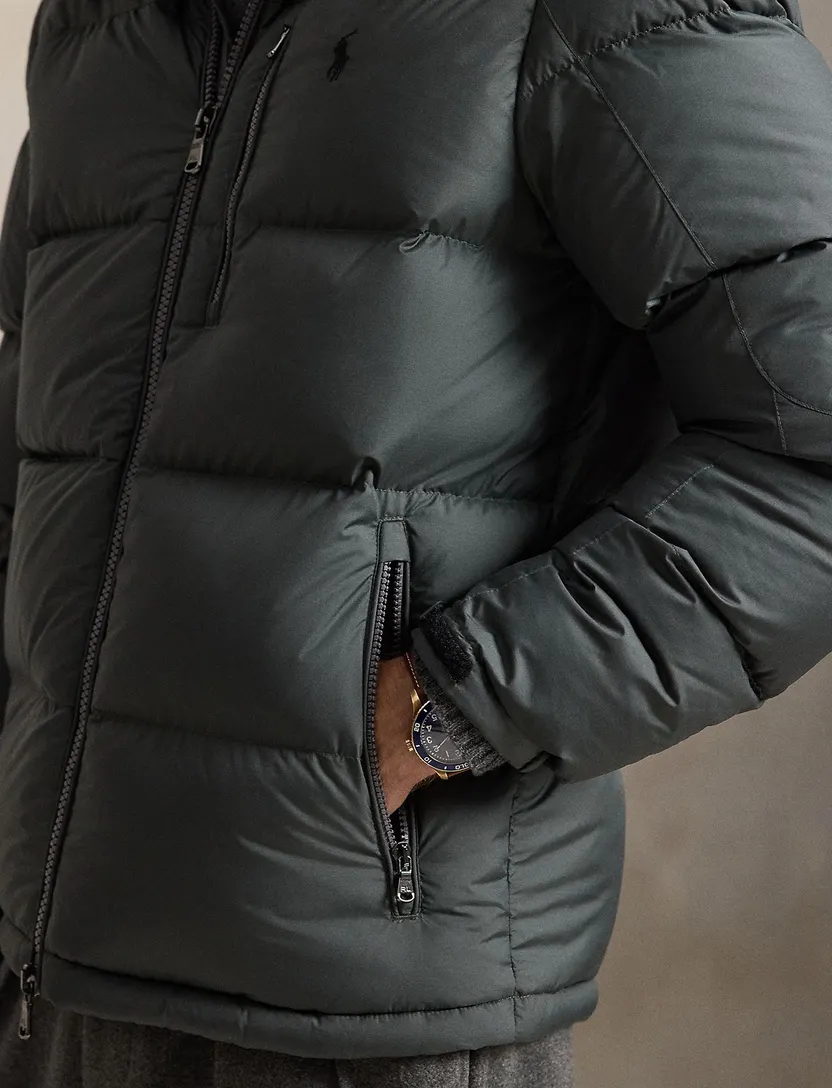 Pufferjassen Polo Ralph Lauren antraciet afneembare capuchon