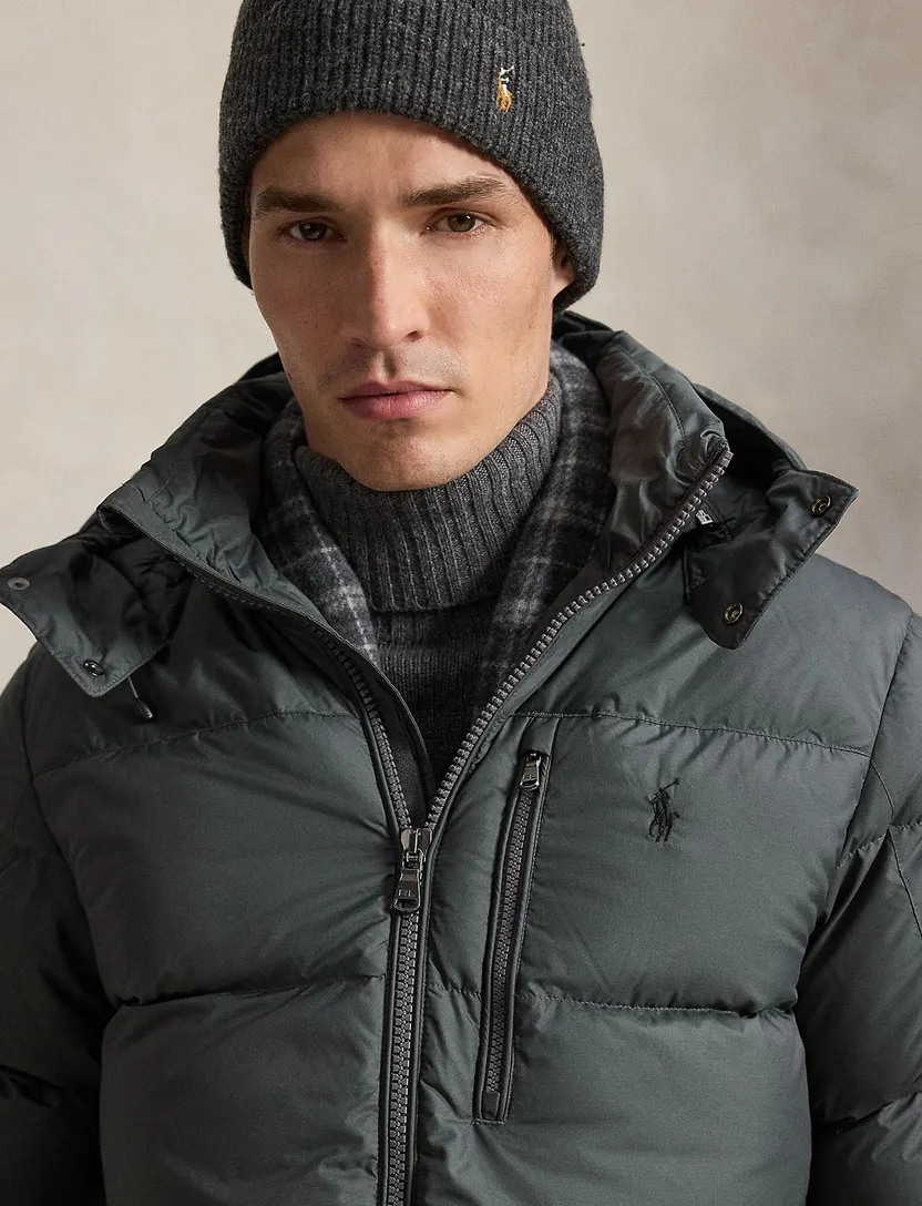 Pufferjassen Polo Ralph Lauren antraciet afneembare capuchon