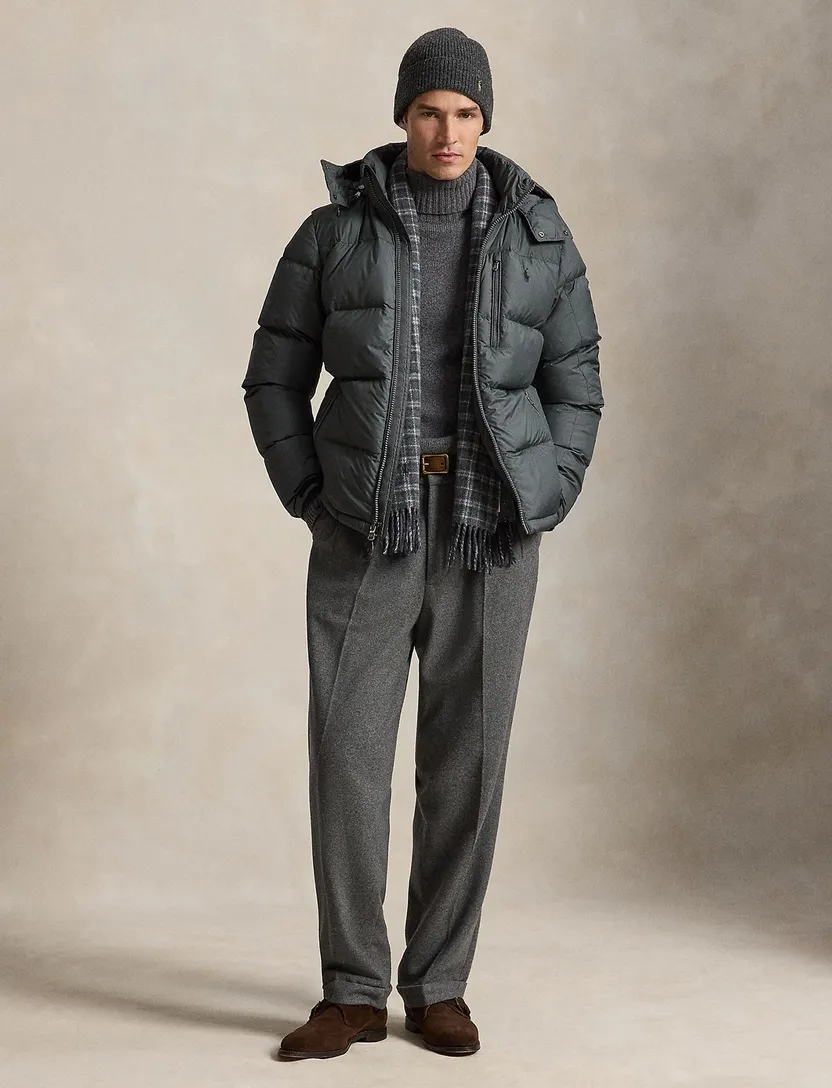 Pufferjassen Polo Ralph Lauren antraciet afneembare capuchon