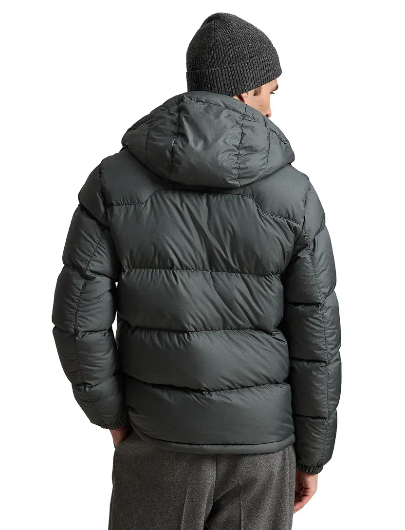Pufferjassen Polo Ralph Lauren antraciet afneembare capuchon