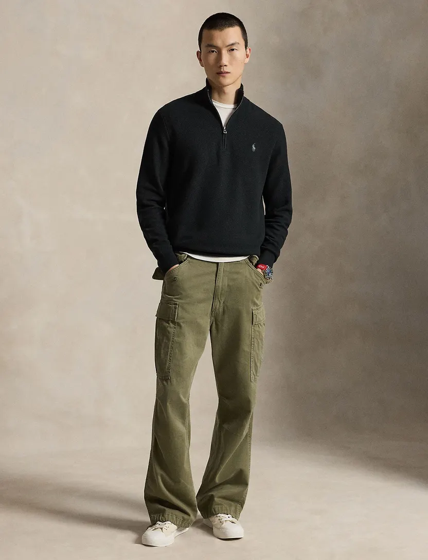 Truien Polo Ralph Lauren half zip zwart grof gebreid