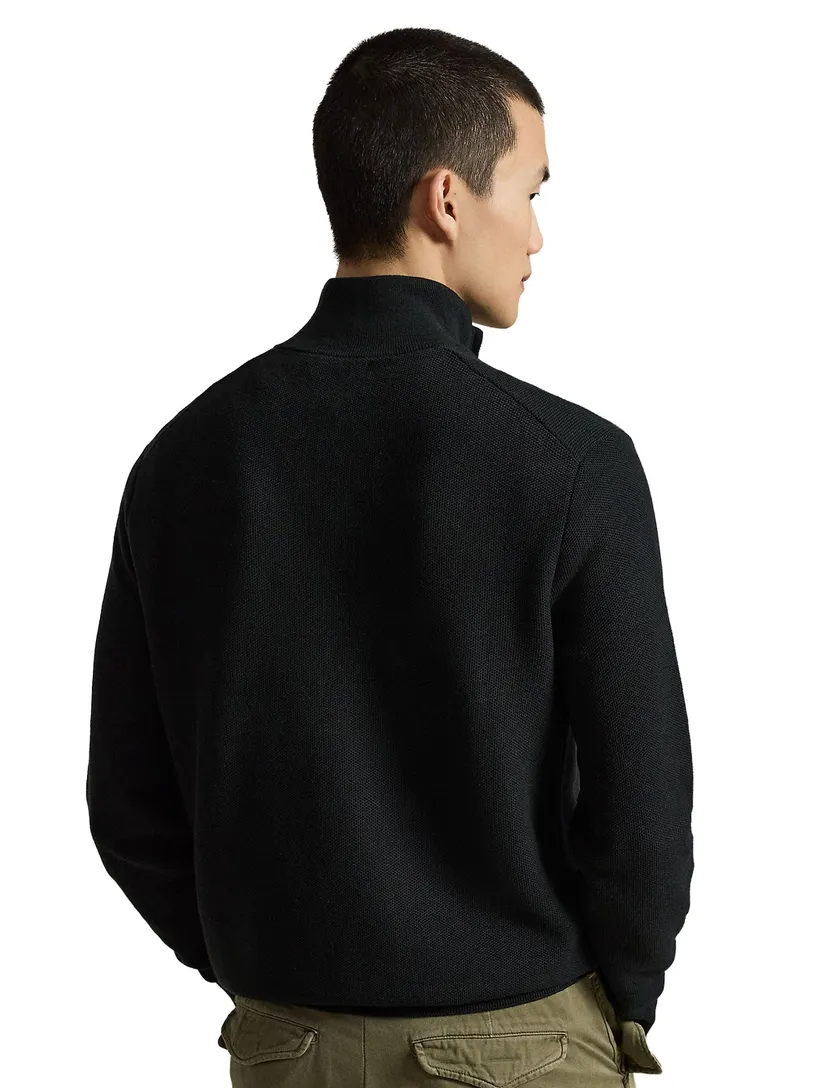 Truien Polo Ralph Lauren half zip zwart grof gebreid