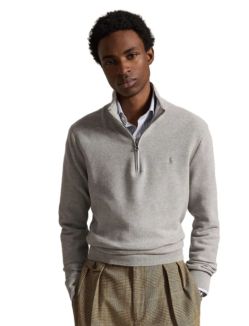 Trui Polo Ralph Lauren grijs half zip katoen