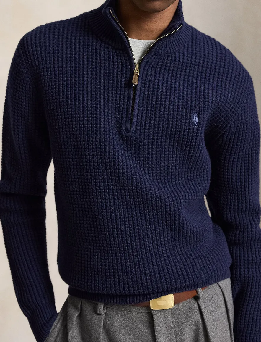 Polo Ralph Lauren half zip donkerblauw gebreid