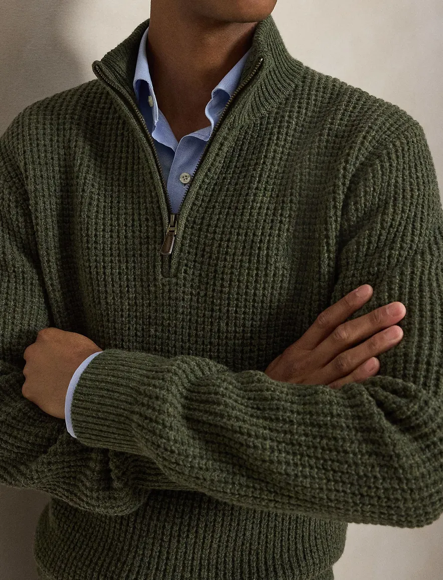 Polo Ralph Lauren half zip grof gebreid groen