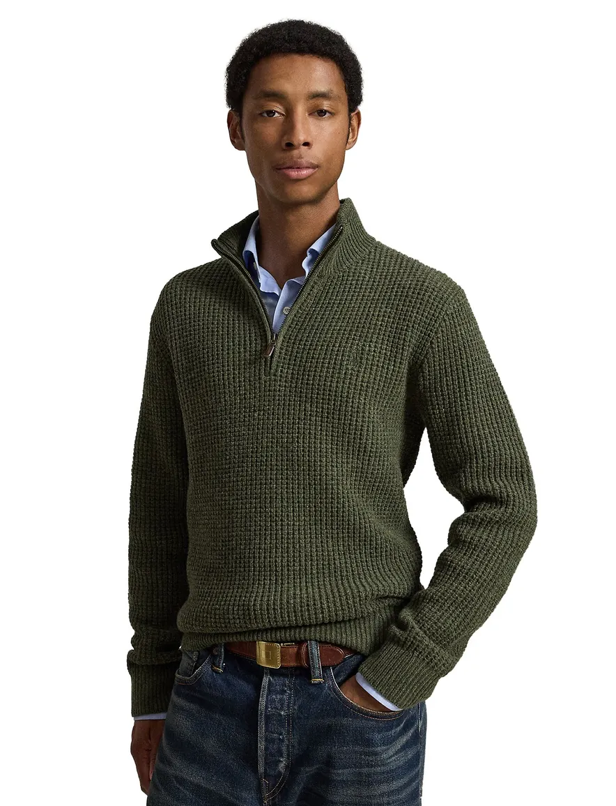 Polo Ralph Lauren half zip grof gebreid groen