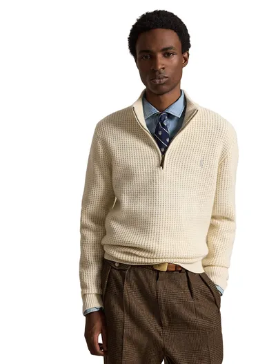 Polo Ralph Lauren Polo Ralph Lauren half zip trui grof gebreid creme