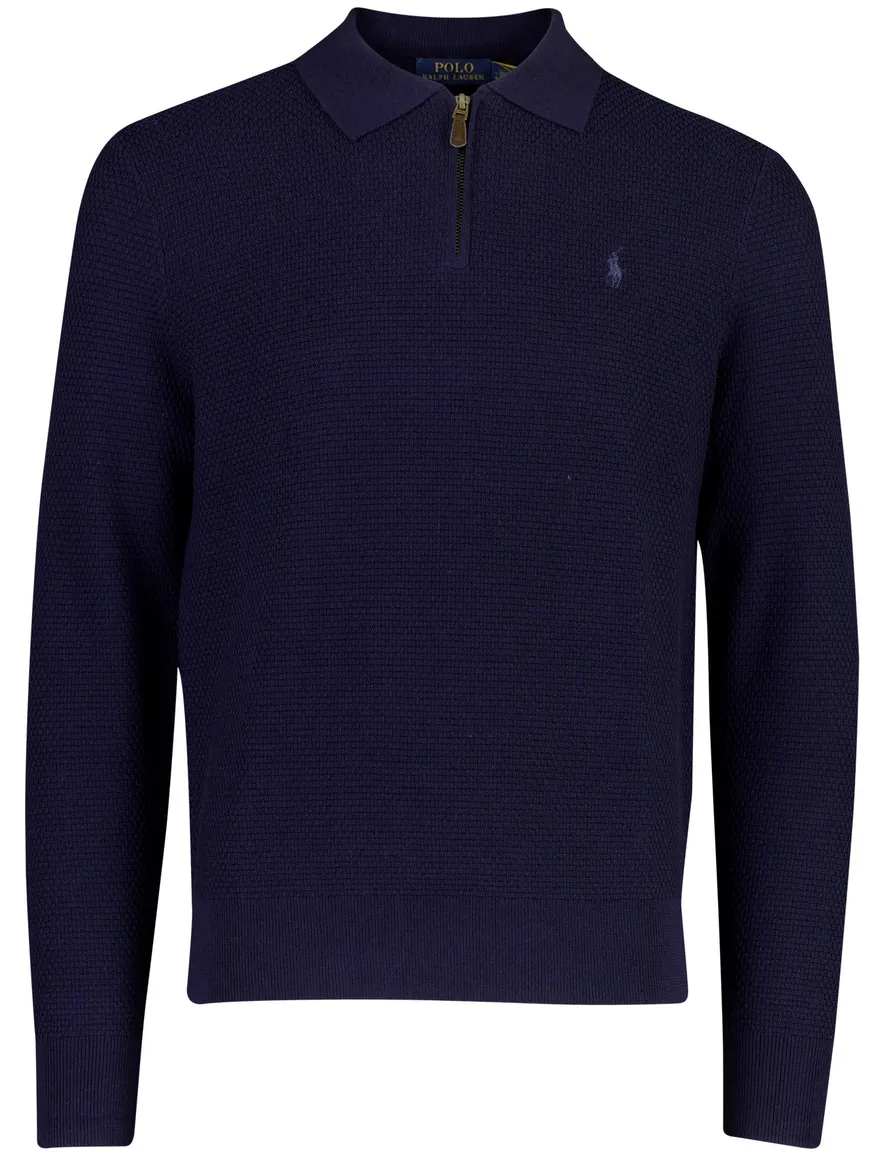 Polo Ralph Lauren trui donkerblauw merinowol half zip
