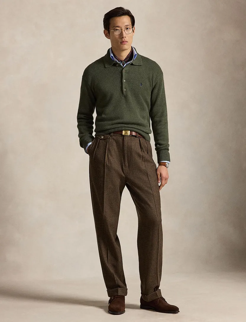 Trui Polo Ralph Lauren Relaxed Fit donkergroen polokraag