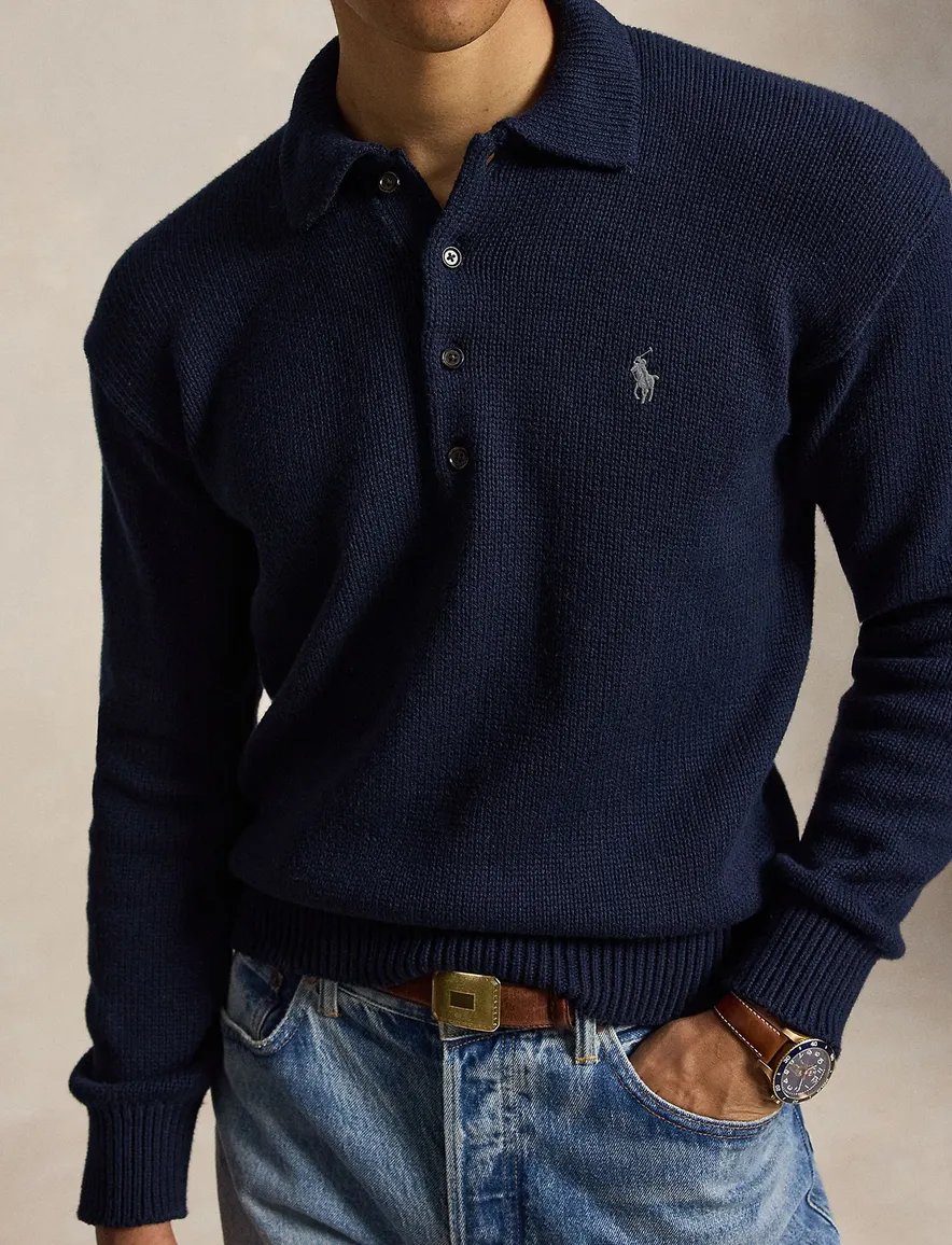 Polo Ralph Lauren Relaxed Fit trui met polokraag donkerblauw