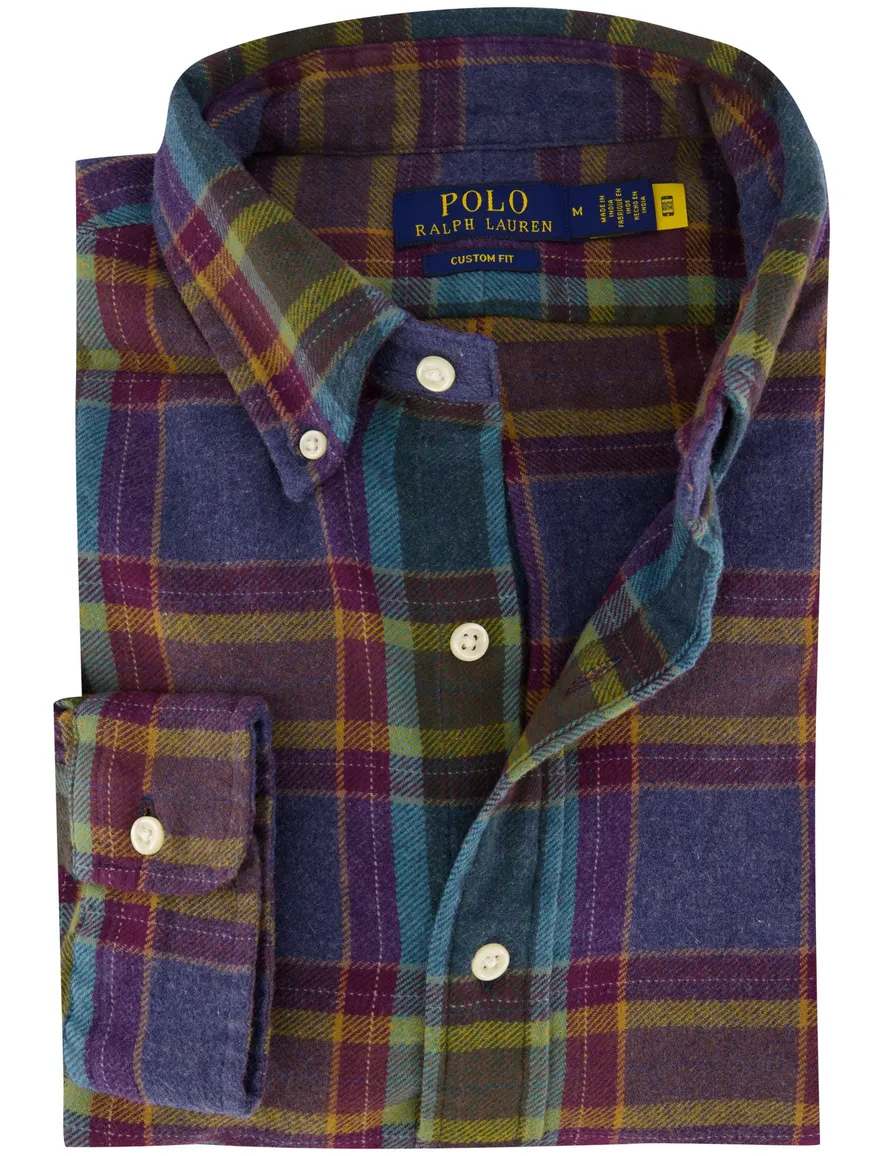 Polo Ralph Lauren Custom Fit overhemd aubergine geruit