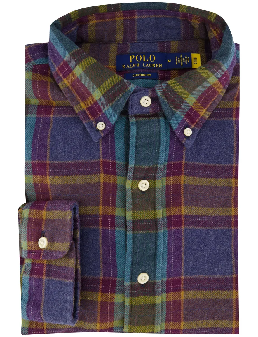 Polo Ralph Lauren Custom Fit overhemd aubergine geruit