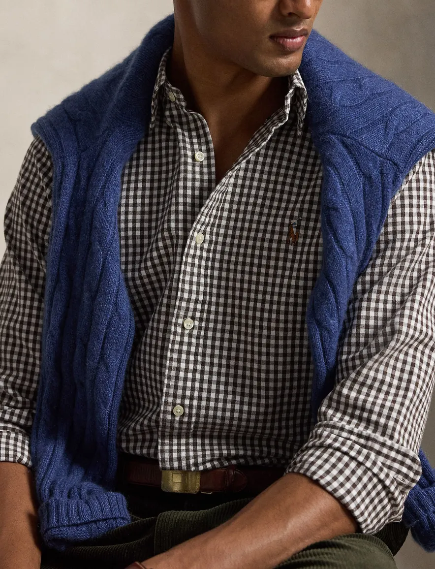 Polo Ralph Lauren Custom Fit overhemd bruin geruit