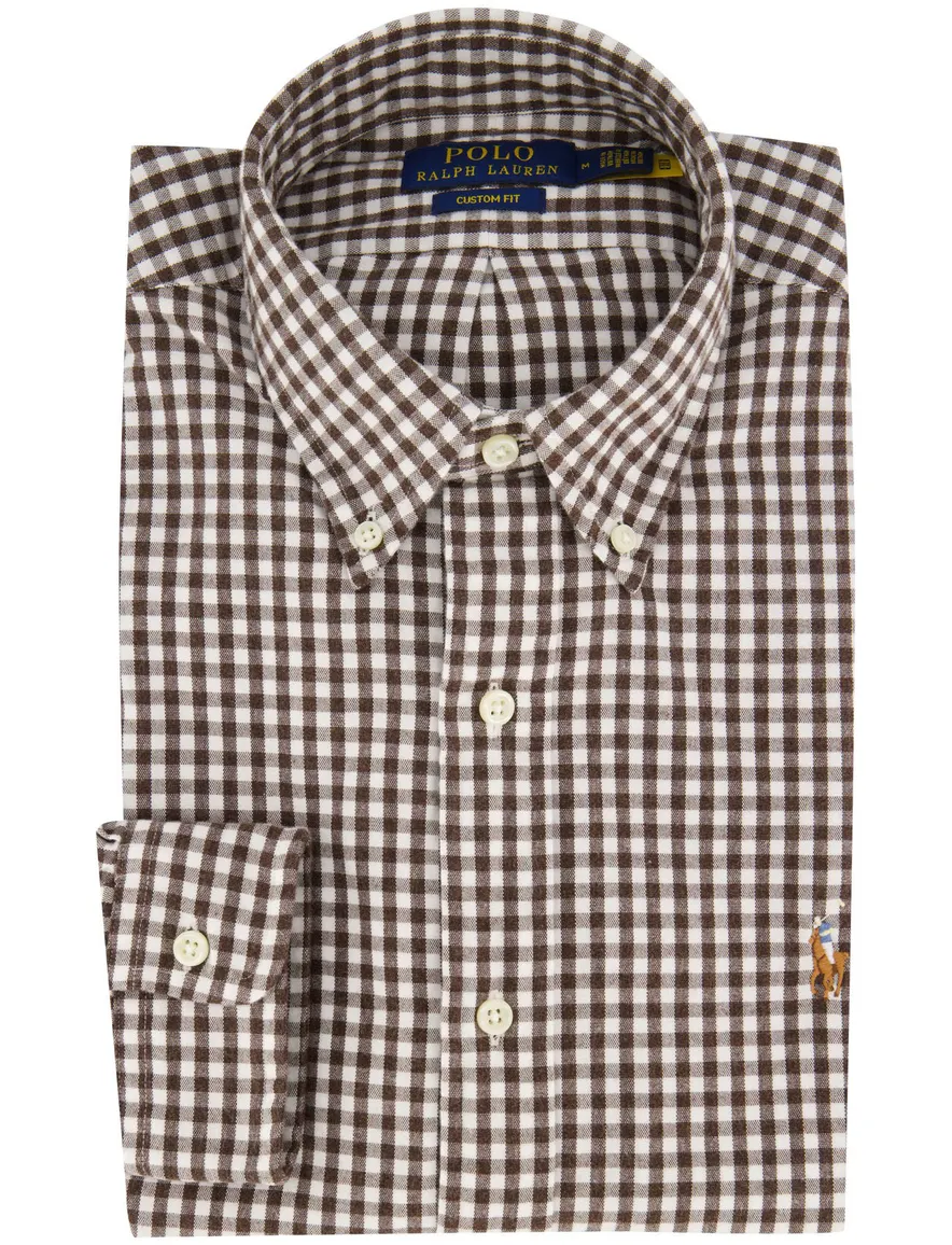 Polo Ralph Lauren Custom Fit overhemd bruin geruit
