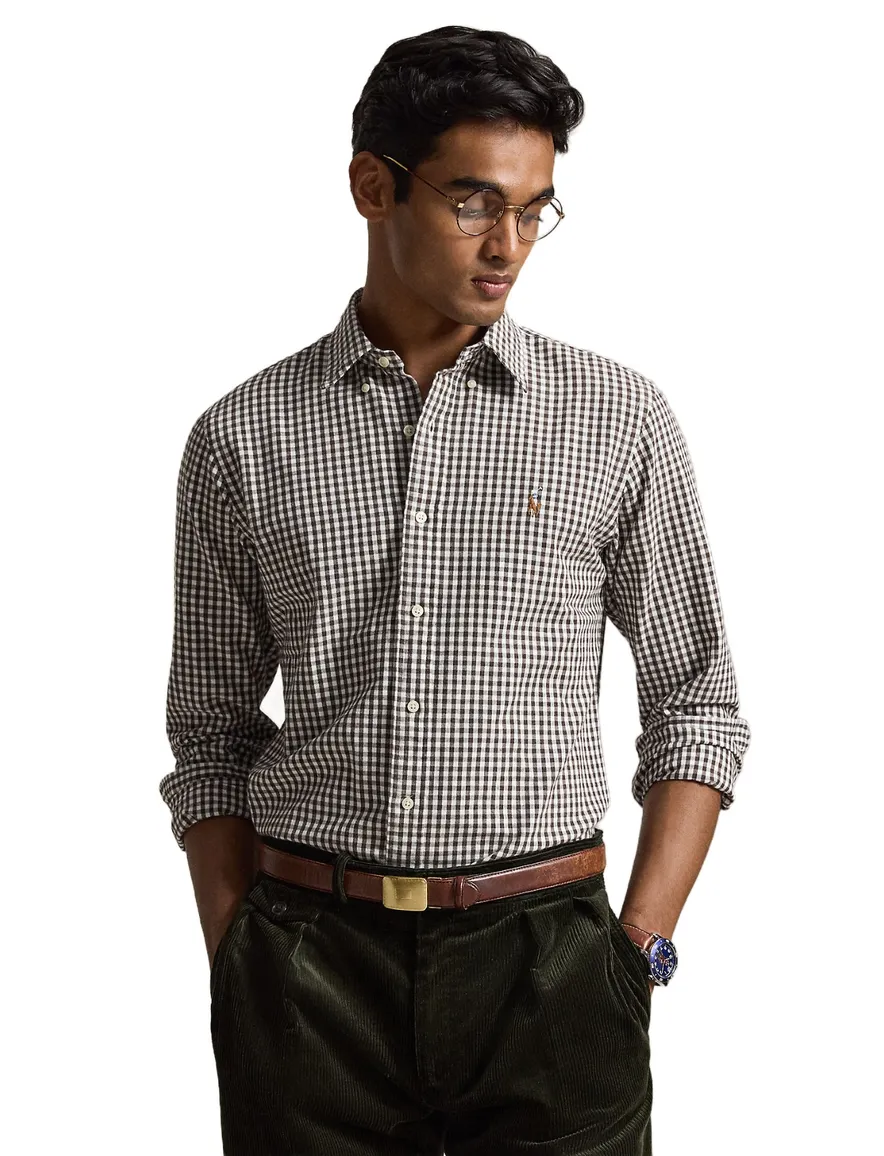 Polo Ralph Lauren Custom Fit overhemd bruin geruit