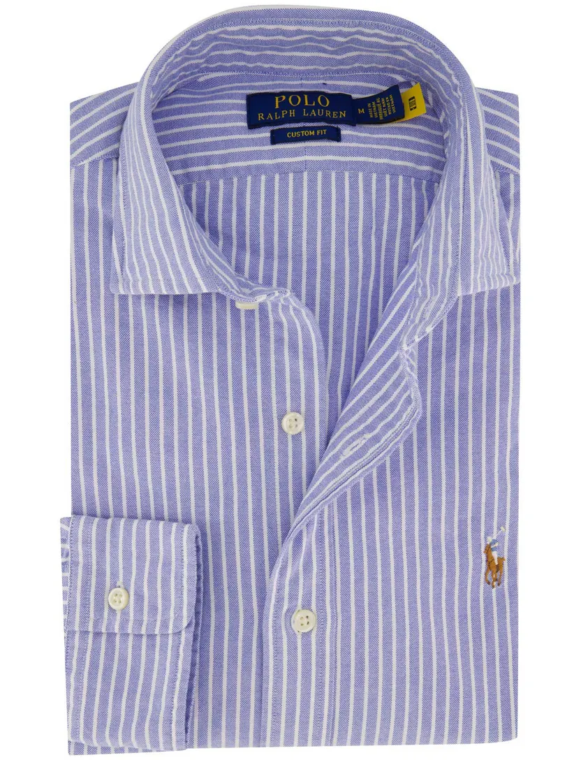 Overhemden Polo Ralph Lauren Custom Fit Lichtblauw Gestreept