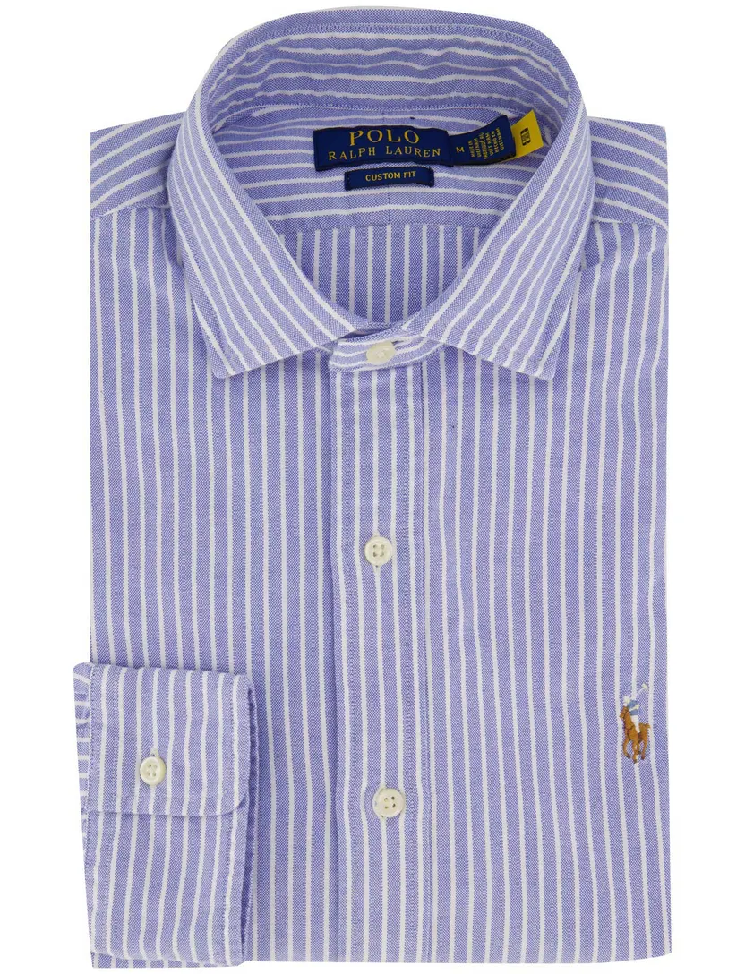 Overhemden Polo Ralph Lauren Custom Fit Lichtblauw Gestreept