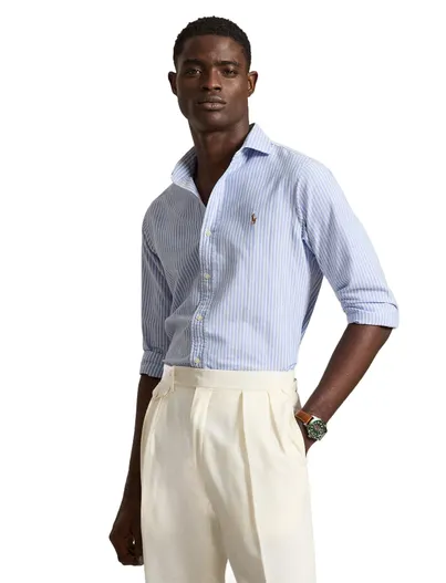 Polo Ralph Lauren Overhemden Polo Ralph Lauren Custom Fit Lichtblauw Gestreept