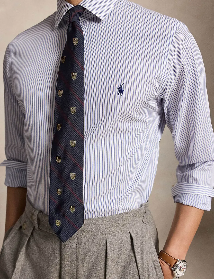 Overhemden Polo Ralph Lauren Custom Fit lichtblauw gestreept