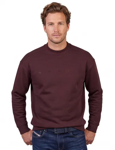 Genti Genti trui ronde hals aubergine met opdruk