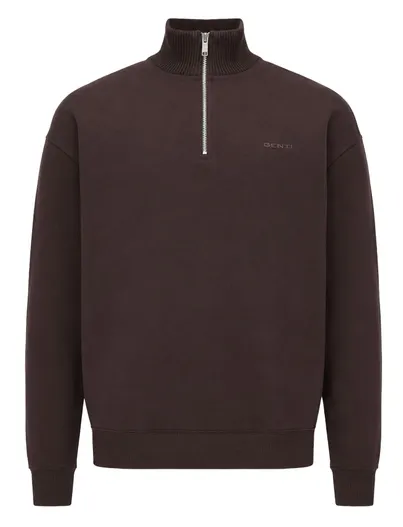 Genti Genti trui half zip bordeaux effen