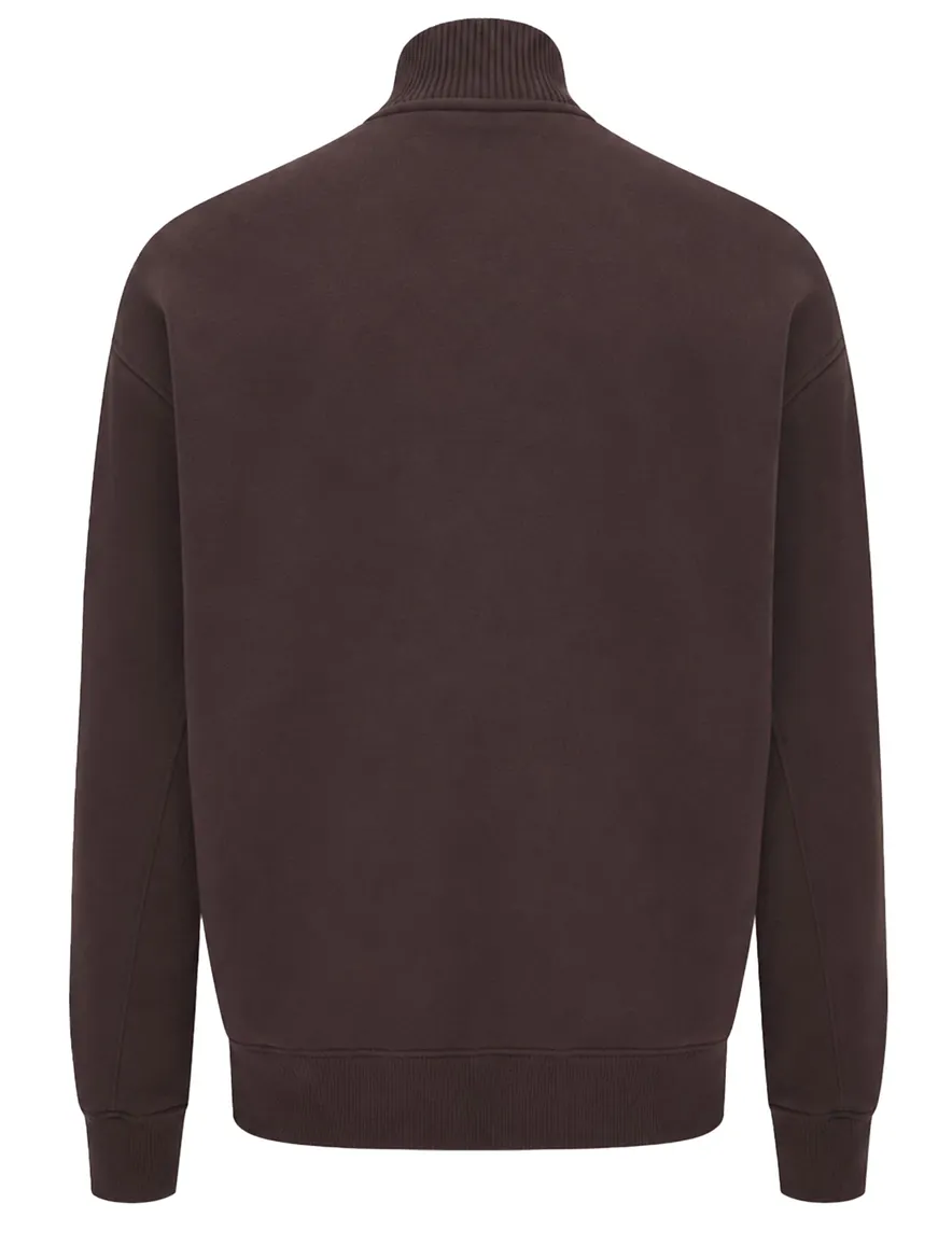 Genti trui half zip bordeaux effen