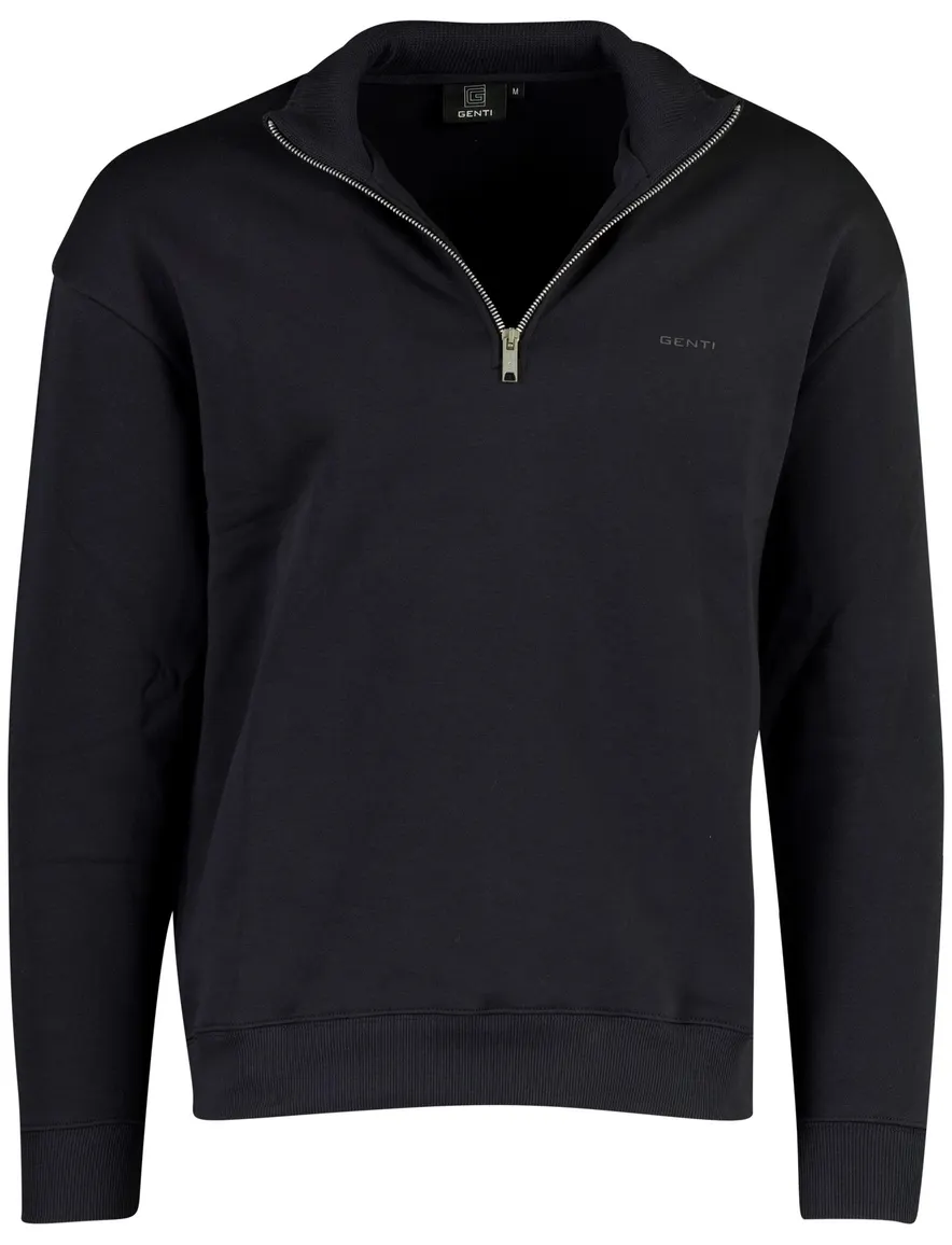 Genti trui donkerblauw half zip turtleneck