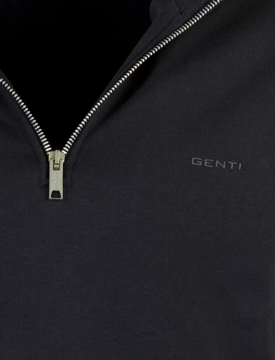 Genti trui donkerblauw half zip turtleneck