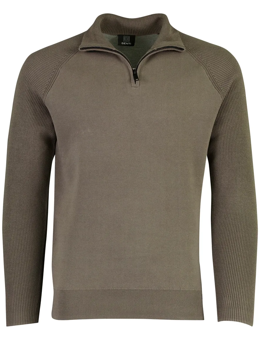 Genti trui groen half zip turtleneck