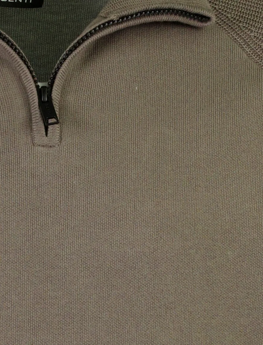 Genti trui groen half zip turtleneck
