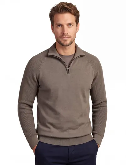 Genti Genti trui groen half zip turtleneck
