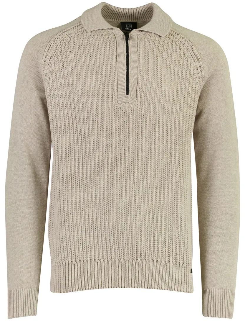 Poloshirt Genti beige gebreid met boord