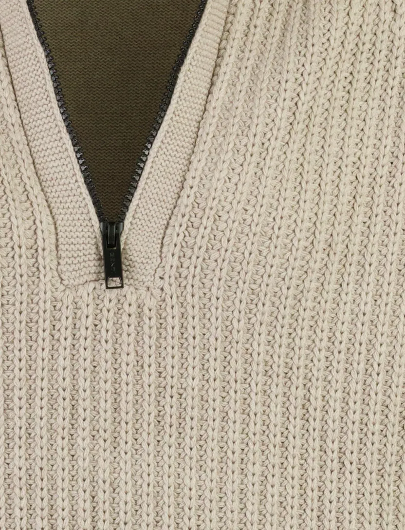 Poloshirt Genti beige gebreid met boord