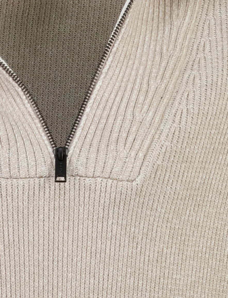 Genti trui beige half zip gebreid