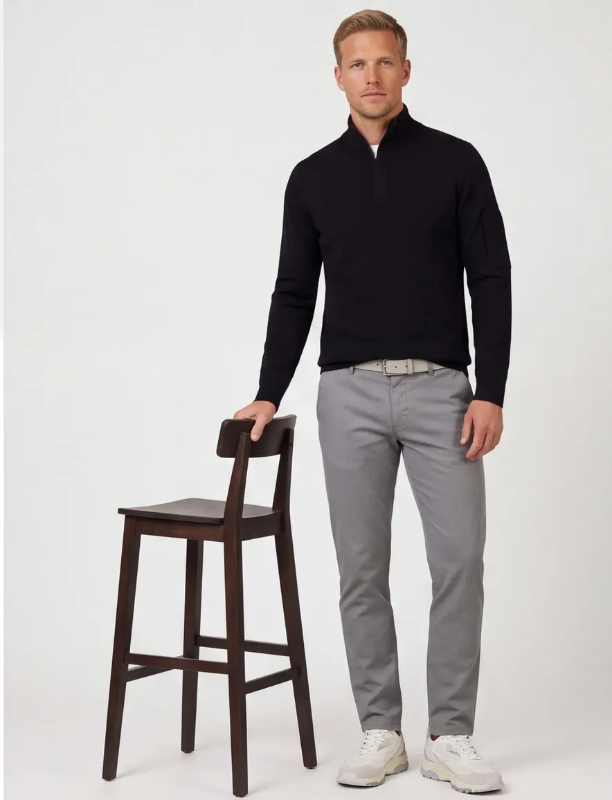 Genti trui zwart half zip turtleneck