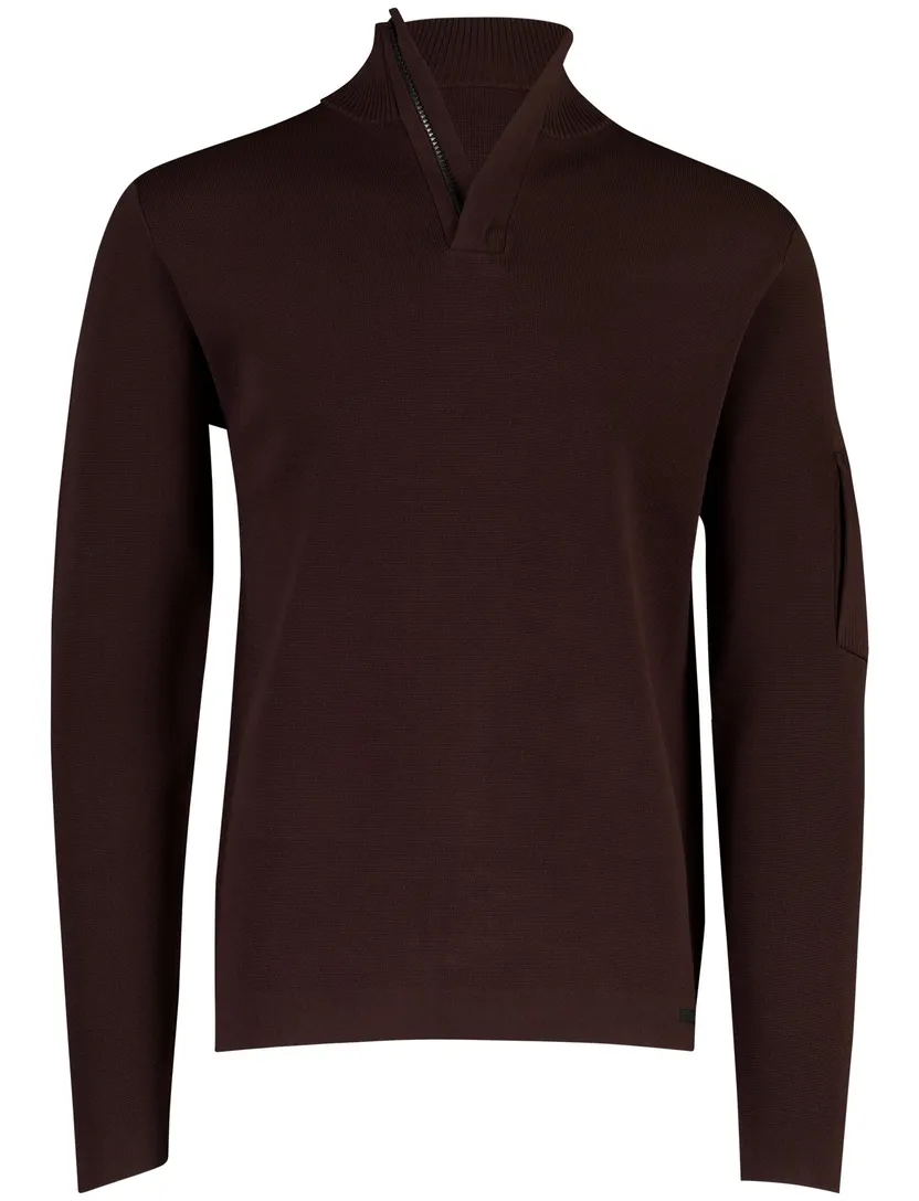 Trui Genti bruin half zip