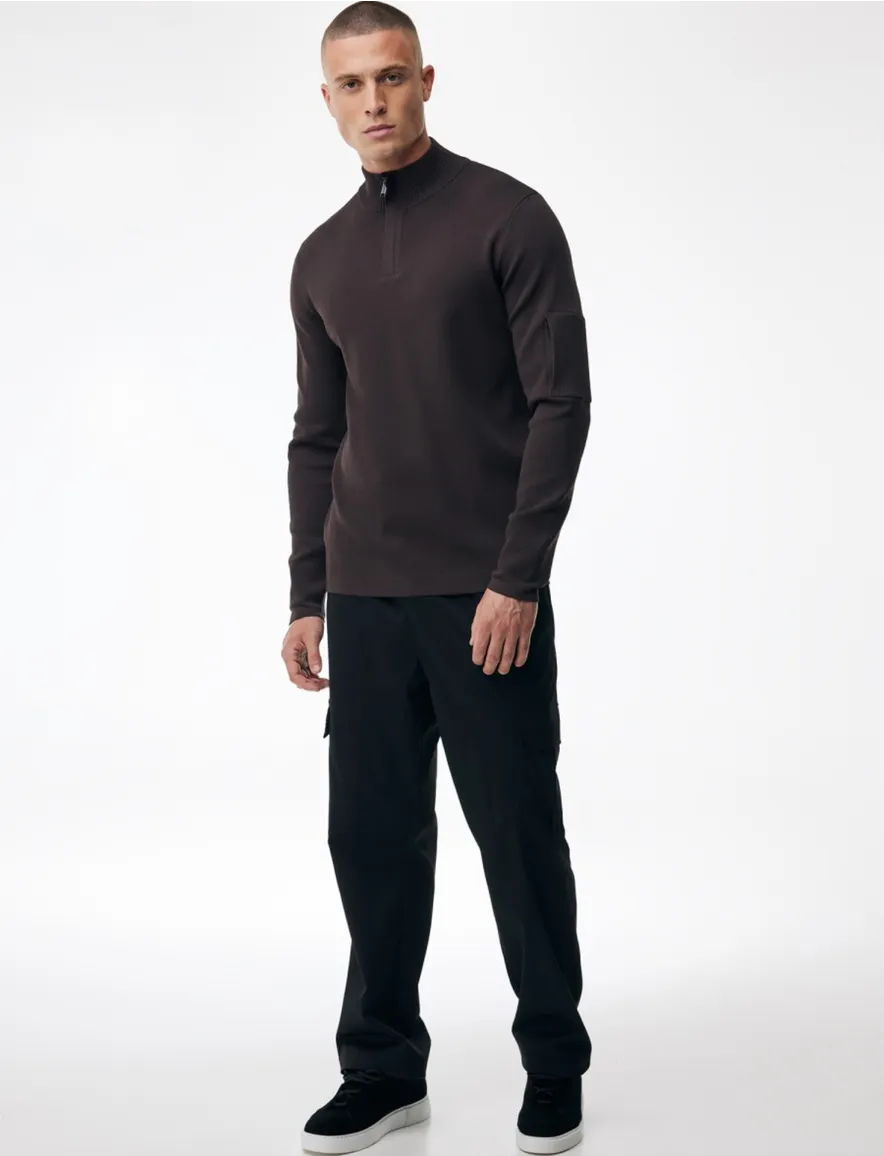 Genti trui bruin half zip turtleneck