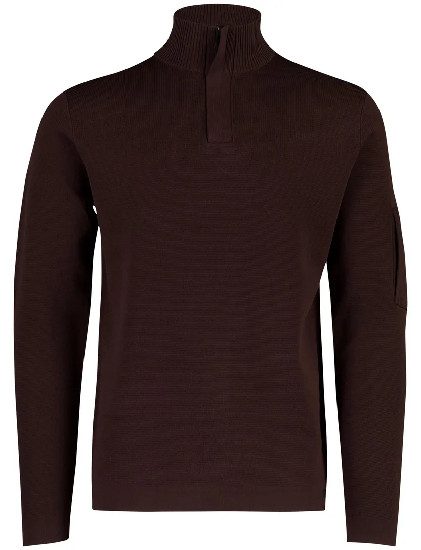 Trui Genti bruin half zip
