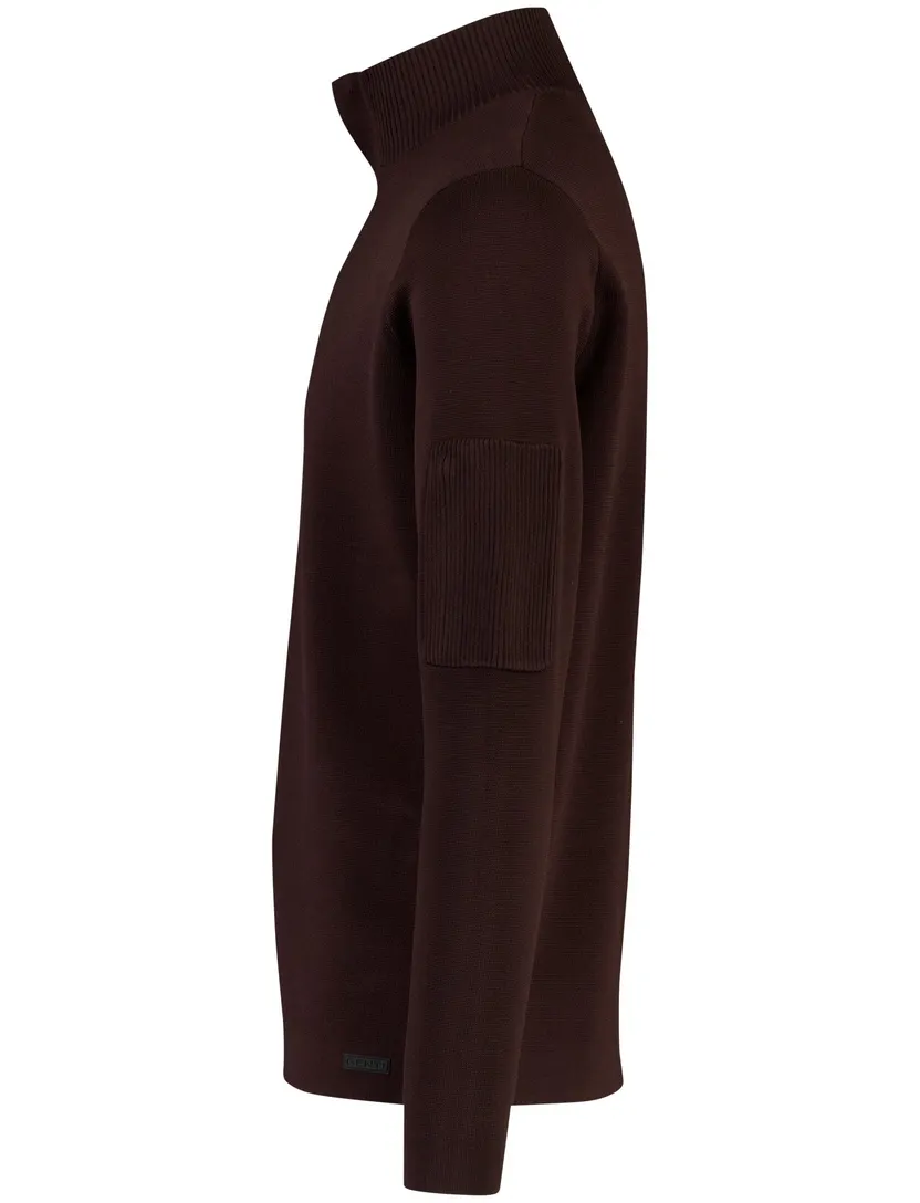 Trui Genti bruin half zip