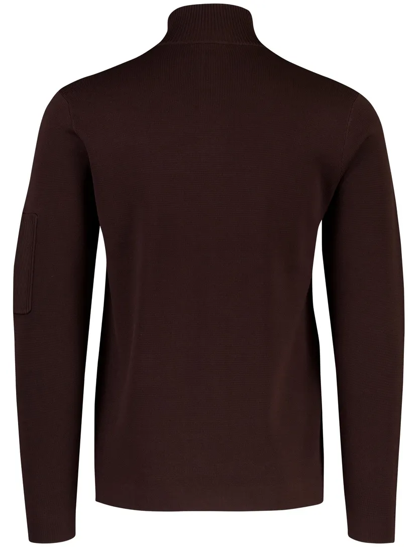 Trui Genti bruin half zip