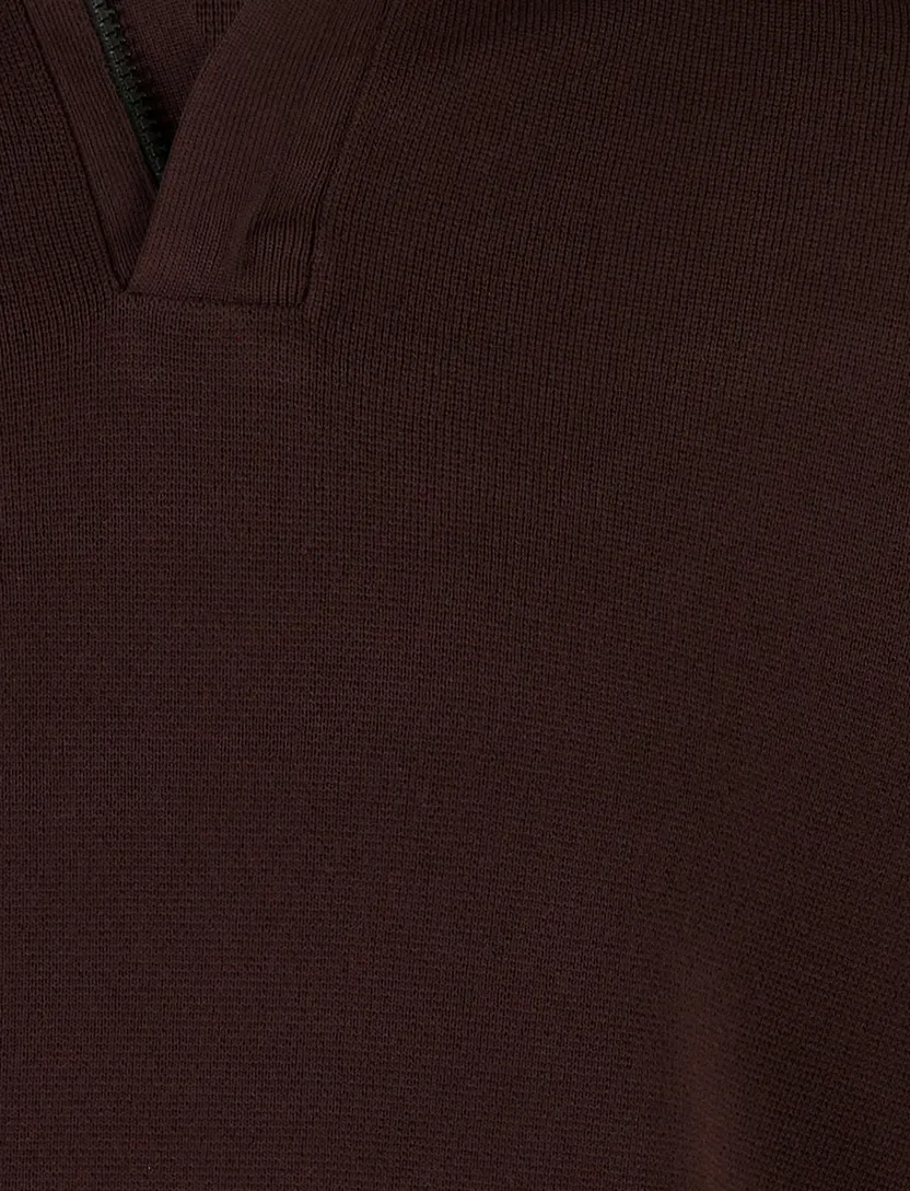 Trui Genti bruin half zip