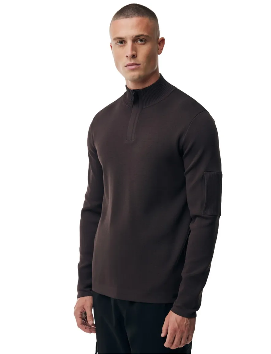 Genti trui bruin half zip turtleneck