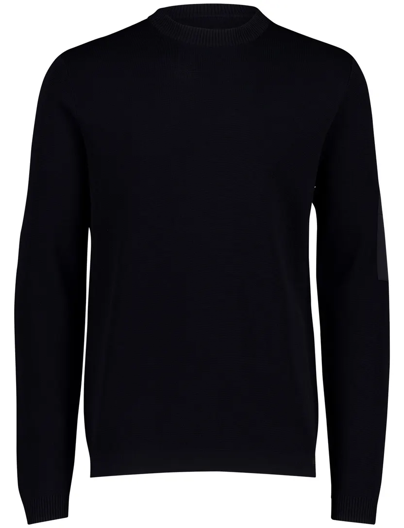 Trui Genti donkerblauw ronde hals zak op mouw