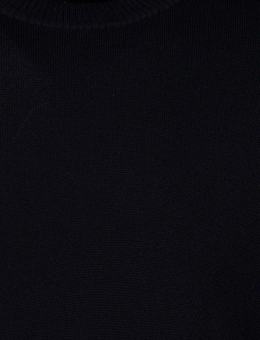 Trui Genti donkerblauw ronde hals zak op mouw