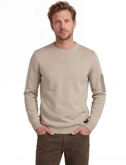 Genti Trui Genti beige zak op de mouw