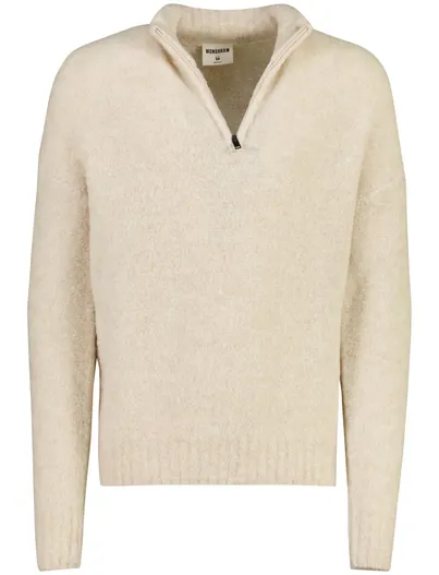 Genti Genti trui creme alpaca wol half zip