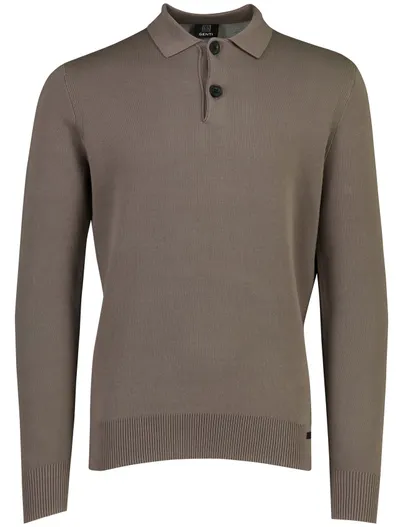 Genti Poloshirt Genti bruin 2 knoops
