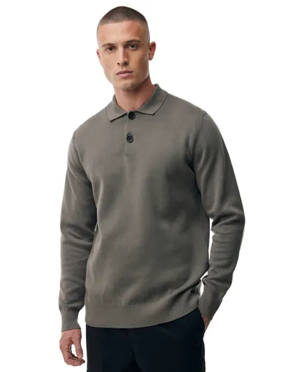 Genti Genti poloshirt bruin effen lange mouwen