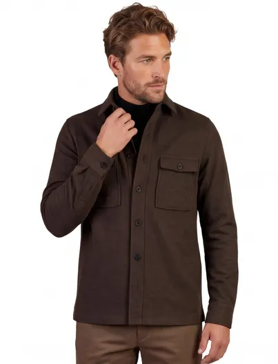 Genti Overshirt Genti bruin met borstzak